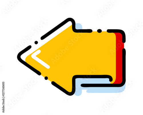 Vector arrows. Slightly elaborate arrow sign in yellow and red and lines.