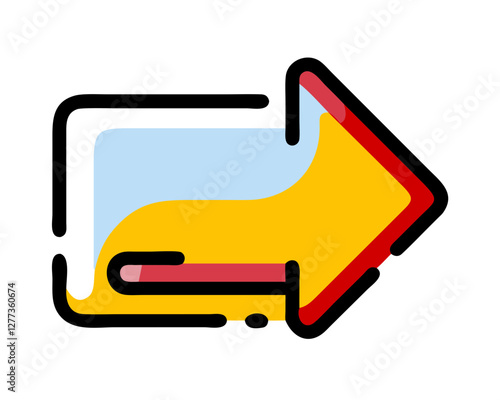 Vector arrows. Slightly elaborate arrow sign in yellow and red and lines.