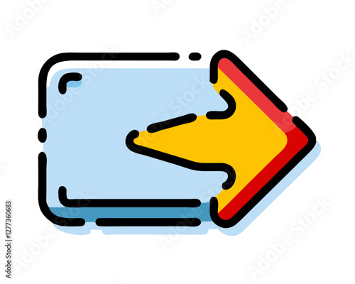 Vector arrows. Slightly elaborate arrow sign in yellow and red and lines.