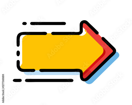 Vector arrows. Slightly elaborate arrow sign in yellow and red and lines.