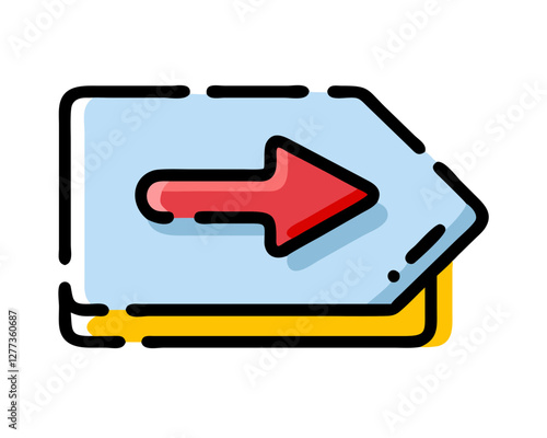 Vector arrows. Slightly elaborate arrow sign in yellow and red and lines.