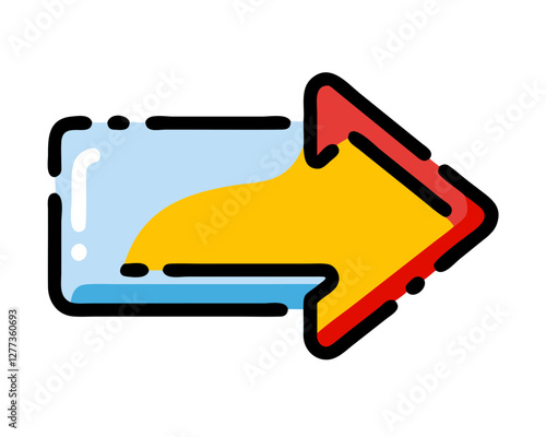 Vector arrows. Slightly elaborate arrow sign in yellow and red and lines.