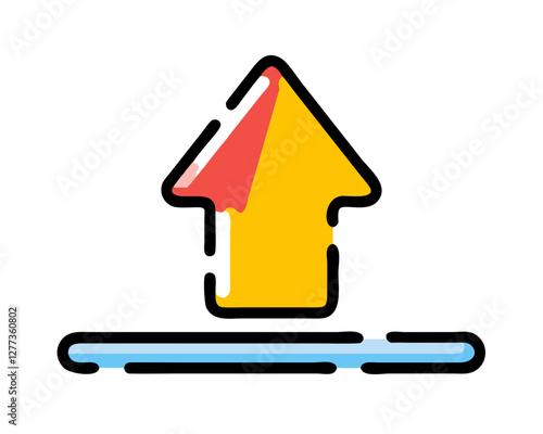 Vector arrows. Slightly elaborate arrow sign in yellow and red and lines.