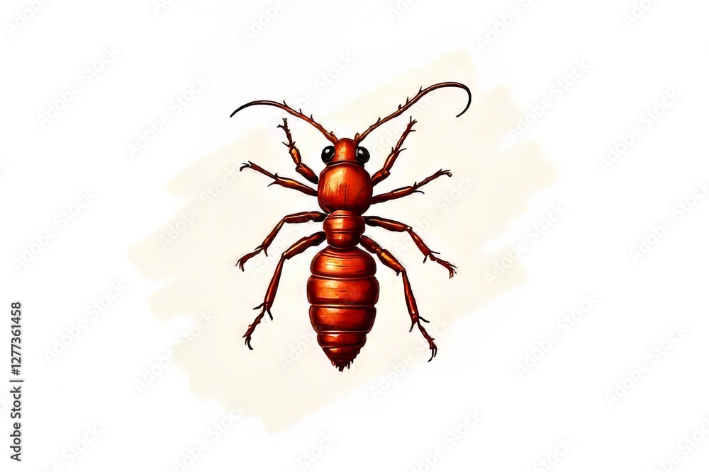 Detailed Illustration of a Red Ant-like Insect Detailed Illustration of a Red Ant-like Insect