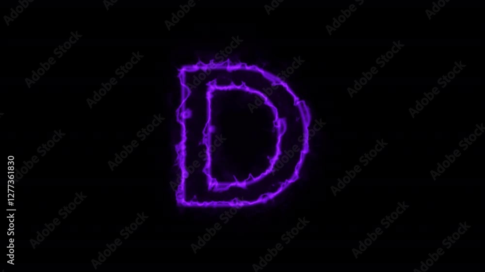 Animated neon letter D, trendy glowing loop neon alphabet letter D, Bright neon glowing light purple letter D, Seamless looping animation on black background. Animated neon letter D, trendy glowing loop neon alphabet letter D, Bright neon glowing light purple letter D, Seamless looping animation on black background.