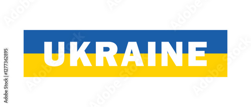 Vector illustration with national flag of Ukraine and lettering Ukraine on it. Independence day celebration.	