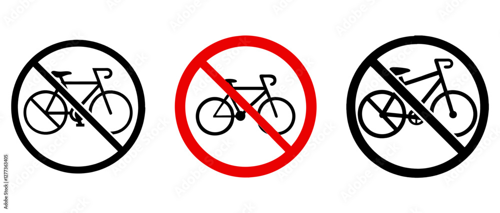 Minimalist No Bicycle Sign,No Cycling Icon,Bicycle Prohibition Symbol Vector Minimalist No Bicycle Sign,No Cycling Icon,Bicycle Prohibition Symbol Vector