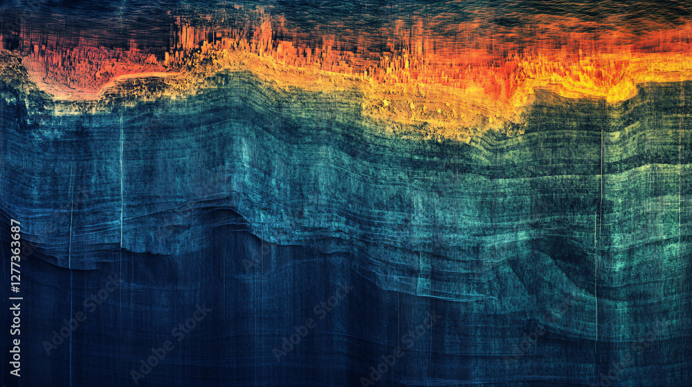 Naklejka premium Oceanic Depths Explored Through Minimalist Sonar Imagery