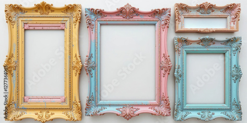 Ornate Pastel Picture Frames Collection for Art Display and Decoration