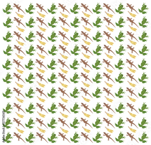 frog, lizard with wheat as a pattern background