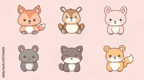 Wallpaper Mural Cute cartoon animal characters collection.  Torontodigital.ca
