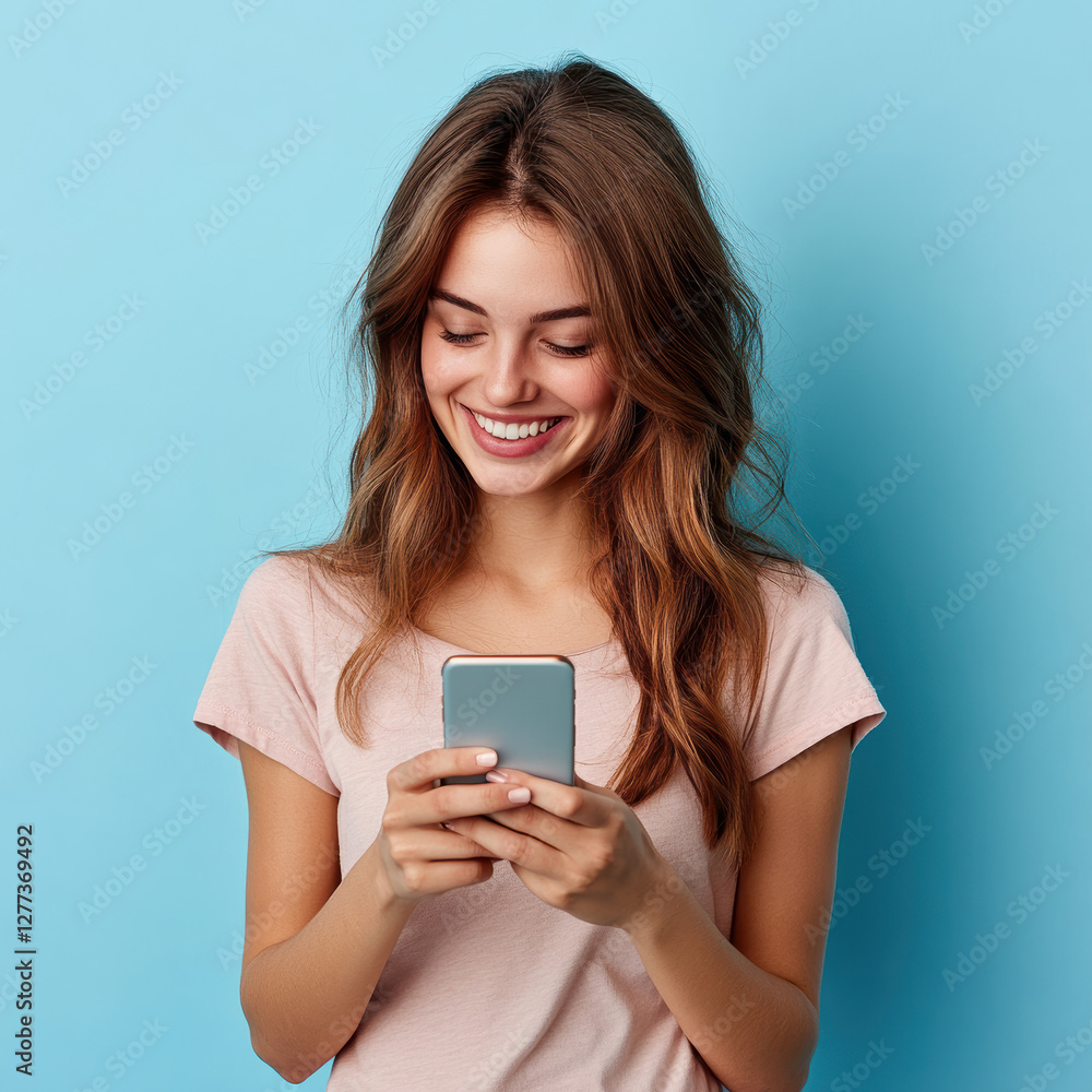 Young woman engaging with smartphone indoor setting portrait cheerful atmosphere modern concept Young woman engaging with smartphone indoor setting portrait cheerful atmosphere modern concept
