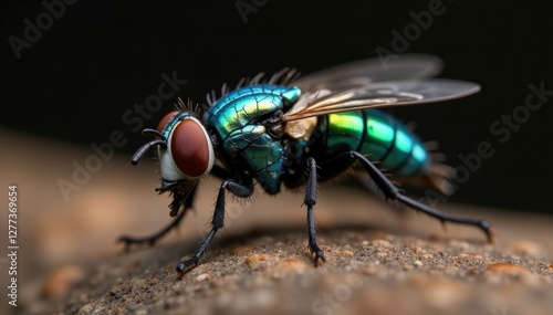 Wallpaper Mural Small fly with metallic blue sheen on abdomen, wildlife, detail, texture Torontodigital.ca