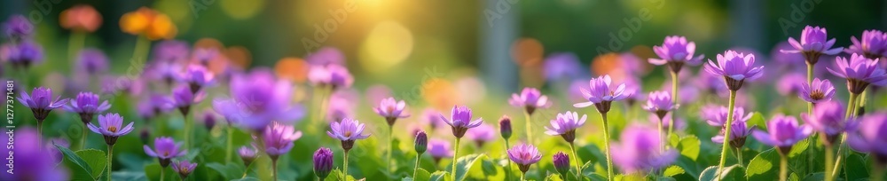 Tiny purple flowers create a colorful tapestry in the garden, sweet, garden Tiny purple flowers create a colorful tapestry in the garden, sweet, garden