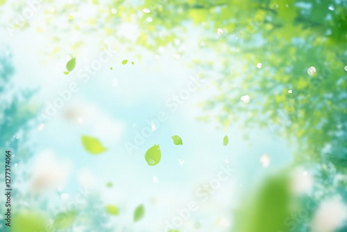 優しい新緑の背景イラスト　Generative AI