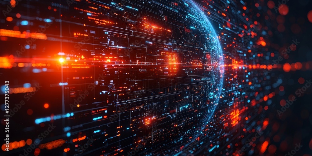 Obraz premium Futuristic Cybersecurity System with AI-Powered Analytics