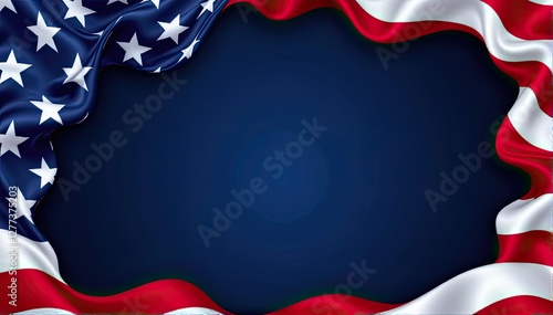 Elegant American Flag Fabric Background with Deep Blue Center