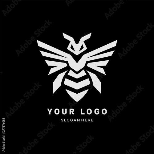 A futuristic geometric wasp logo with sharp angles and bold symmetry. Ideal for tech, esports, branding, and aggressive design concepts, symbolizing power, speed, and precision.