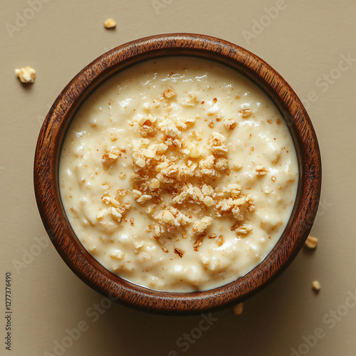 Rustic Breakfast Bowl with Creamy Oatmeal and Nuts