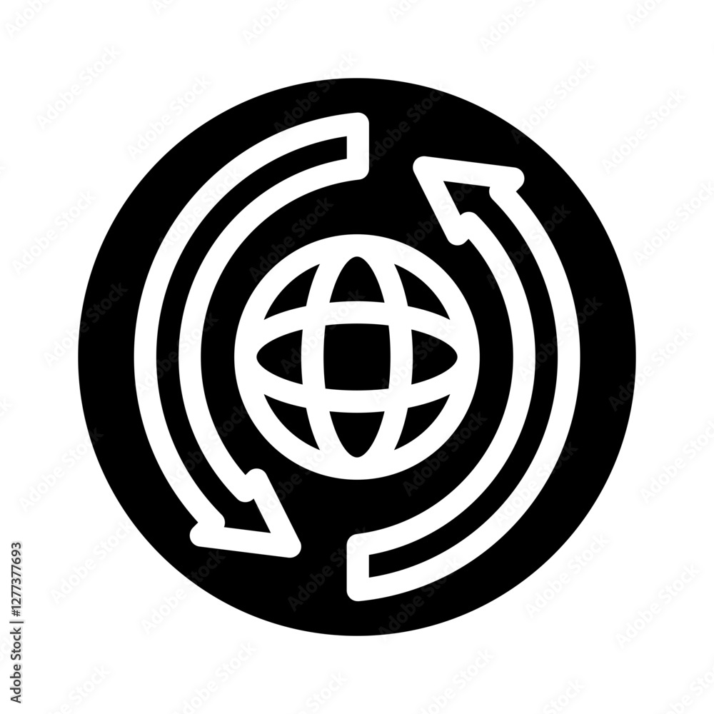 Refresh exchange circle and blue arrows circling a green globe, symbolizing global connection and sustainability. Suitable for environmental concepts. Refresh exchange circle and blue arrows circling a green globe, symbolizing global connection and sustainability. Suitable for environmental concepts.