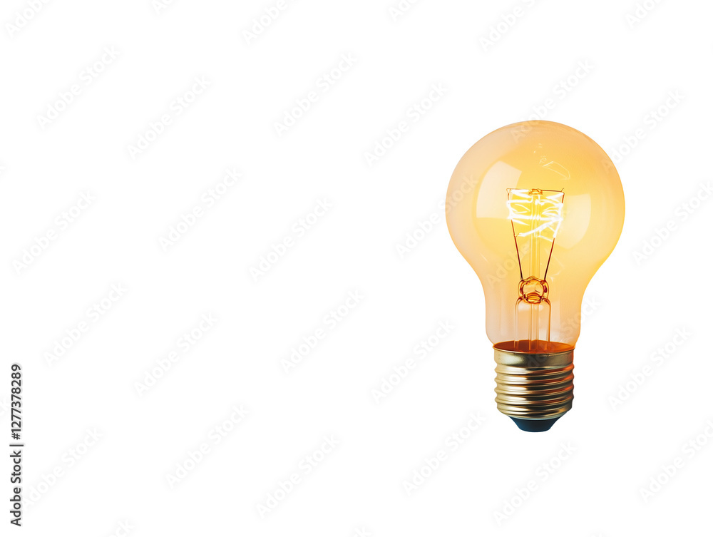 Glowing Yellow Light Bulb on Transparent Background Glowing Yellow Light Bulb on Transparent Background