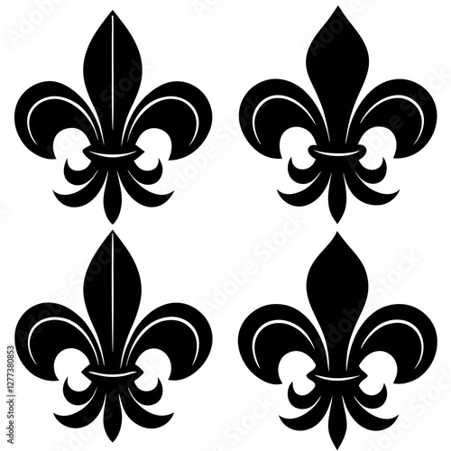 fleur de lis silhouette icons set of floral elements