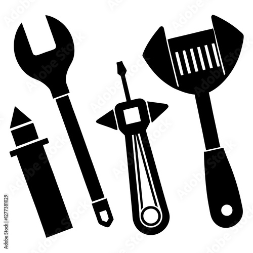 tools icon set. labor day icons. construction worker vector illustration