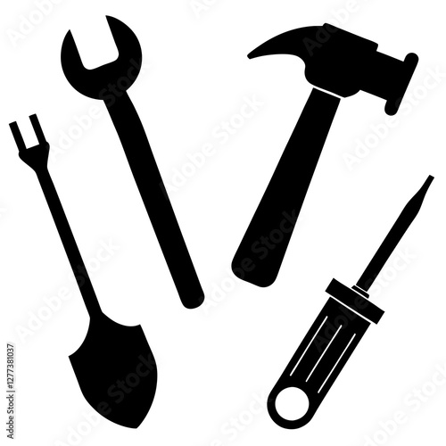 tools icon set. labor day icons. construction worker vector illustration