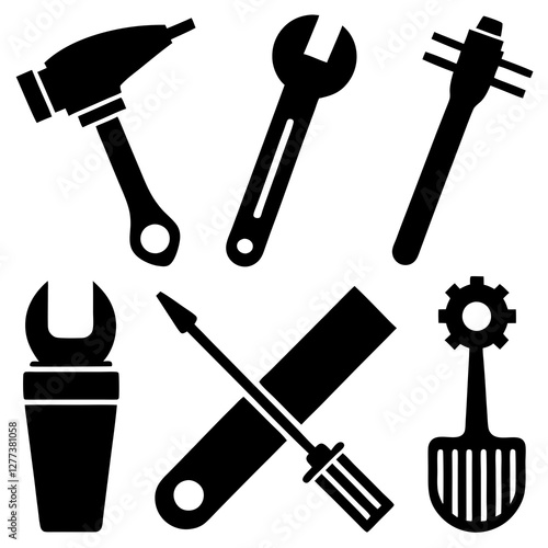 tools icon set. labor day icons. construction worker vector illustration