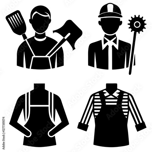 tools icon set. labor day icons. construction worker vector illustration