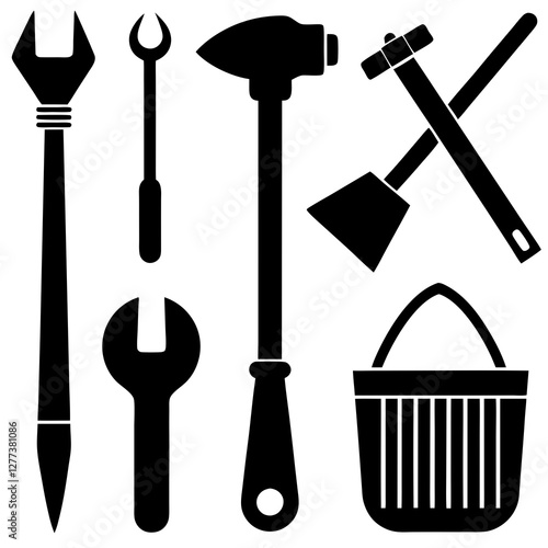 tools icon set. labor day icons. construction worker vector illustration