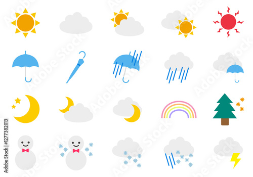 シンプルな天気のアイコンイラストセット
 weather icon