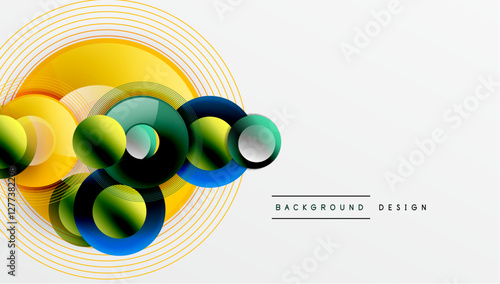 Abstract composition of overlapping circles with smooth gradients and transparency effects. Clean and modern design emphasizing depth, symmetry, and a minimal aesthetic
