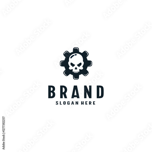 Skull and gear logo vector