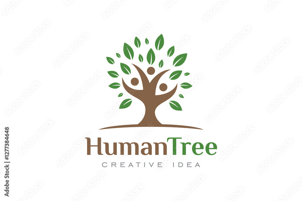 Obraz premium Creative Human Tree Concept Logo Design Template