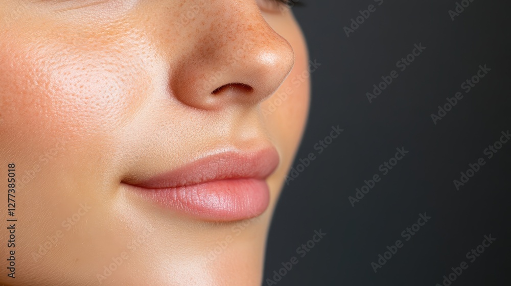 Embracing beauty marks with confidence in a captivating close-up Embracing beauty marks with confidence in a captivating close-up