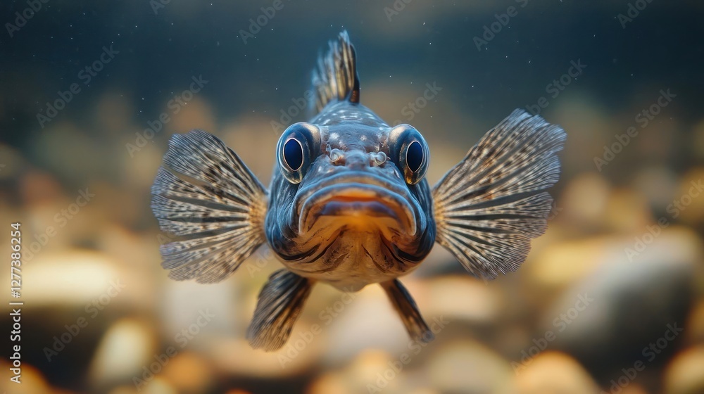 Obraz premium Close-up of a fish with large eyes and fins