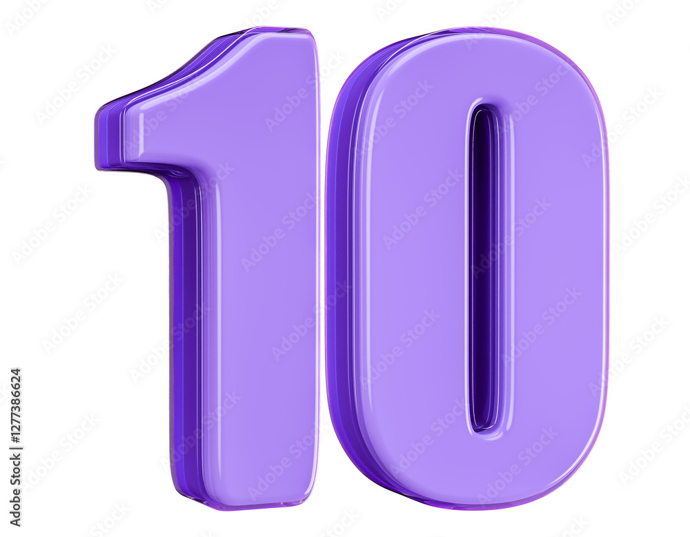 3D Purple Number 10 3D Purple Number 10