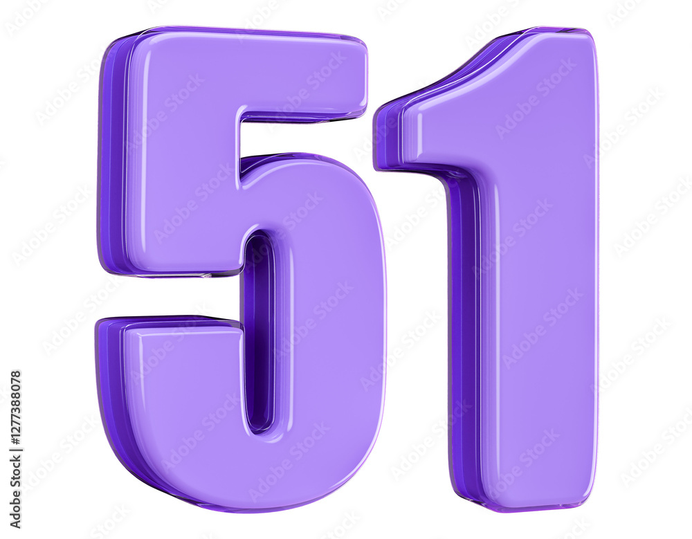 3D Purple Number 51 3D Purple Number 51
