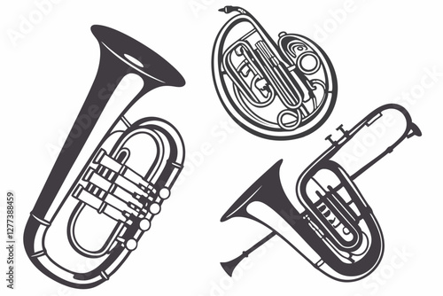 set of Tuba silhouette vector illustration