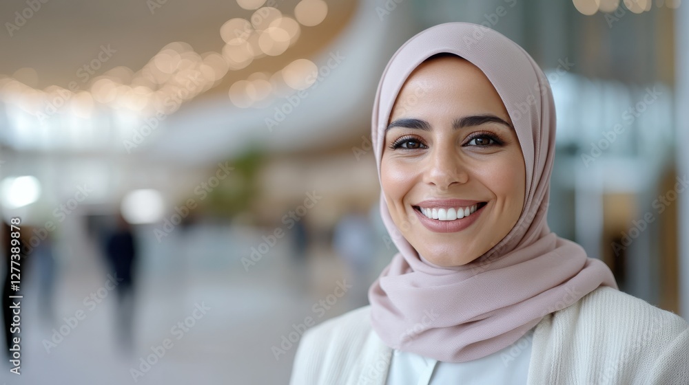 Smiling Arabic teacher engages students in e-learning English grammar lesson Smiling Arabic teacher engages students in e-learning English grammar lesson