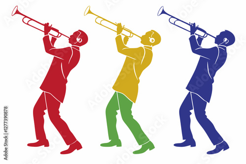 set of Trombone man silhouette vector illustration