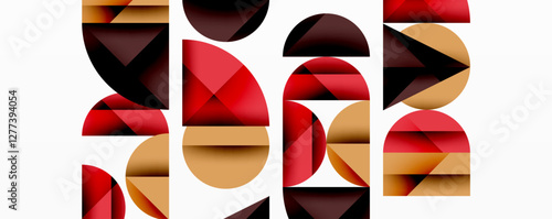 Abstract geometric pattern with intersecting circles and triangles in gradients. The high-contrast composition creates depth and a dynamic, modern aesthetic