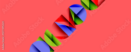 Abstract geometric pattern with intersecting circles and triangles in gradients. The high-contrast composition creates depth and a dynamic, modern aesthetic
