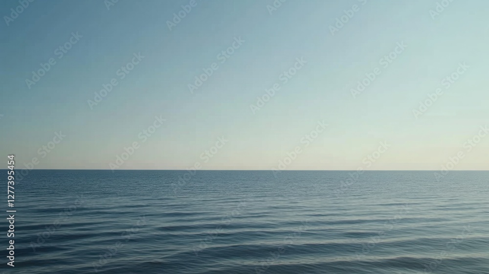 Video generation of a clear ocean horizon with waves gently lapping at the shore. Featuring peace and natural beauty