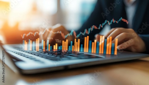 Professional Analysis of Financial Growth on Laptop Screen