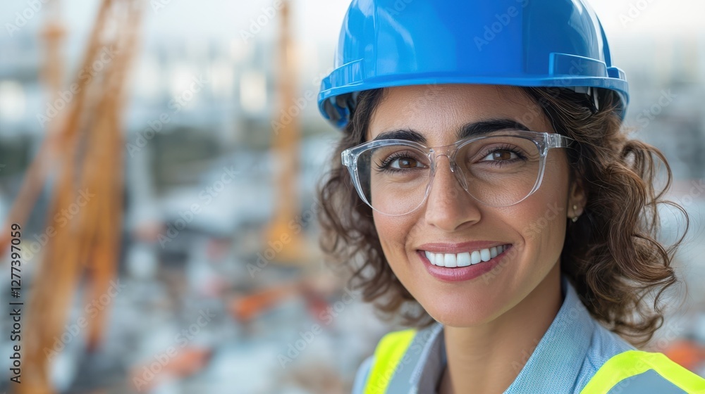Confident construction site manager observing progress with pride Confident construction site manager observing progress with pride