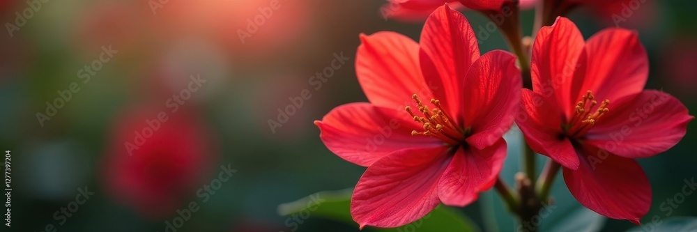 Close-up of delicate red blooms, being inhaled , botany, vibrant Close-up of delicate red blooms, being inhaled , botany, vibrant