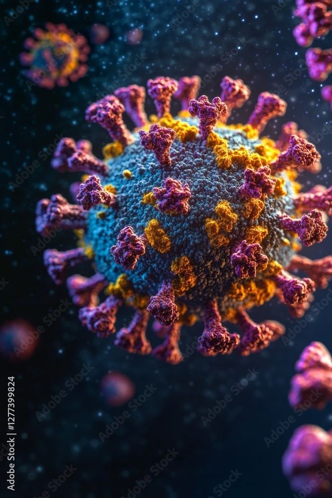 Virus microscopic close-up in dark space Virus microscopic close-up in dark space