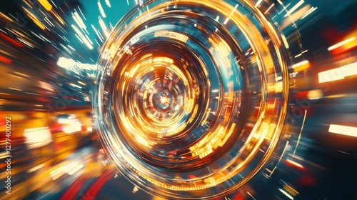 Dynamic Circular Motion with Bright Lights and Colorful Trails